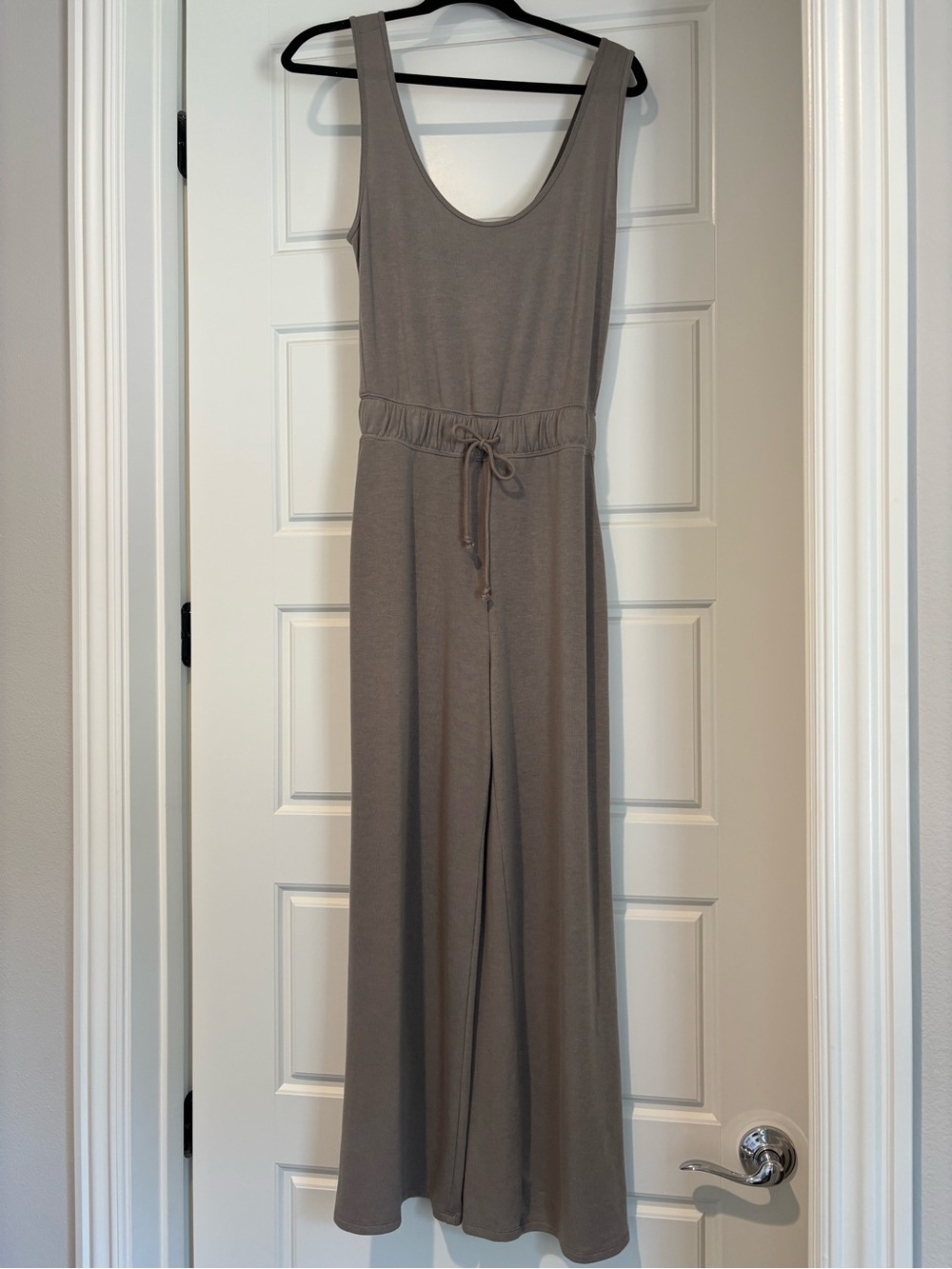 Abercrombie & Fitch Taupe Scoop-Neck Wide-Leg Jumpsuit